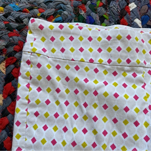 Krazy Larry Pink & Lime Diamond Pattern Pull-On Ankle Pants Women’s Size 10 Golf - Picture 5 of 14